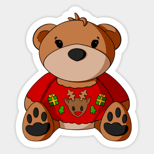 Ugly Christmas Sweater Teddy Bear Sticker